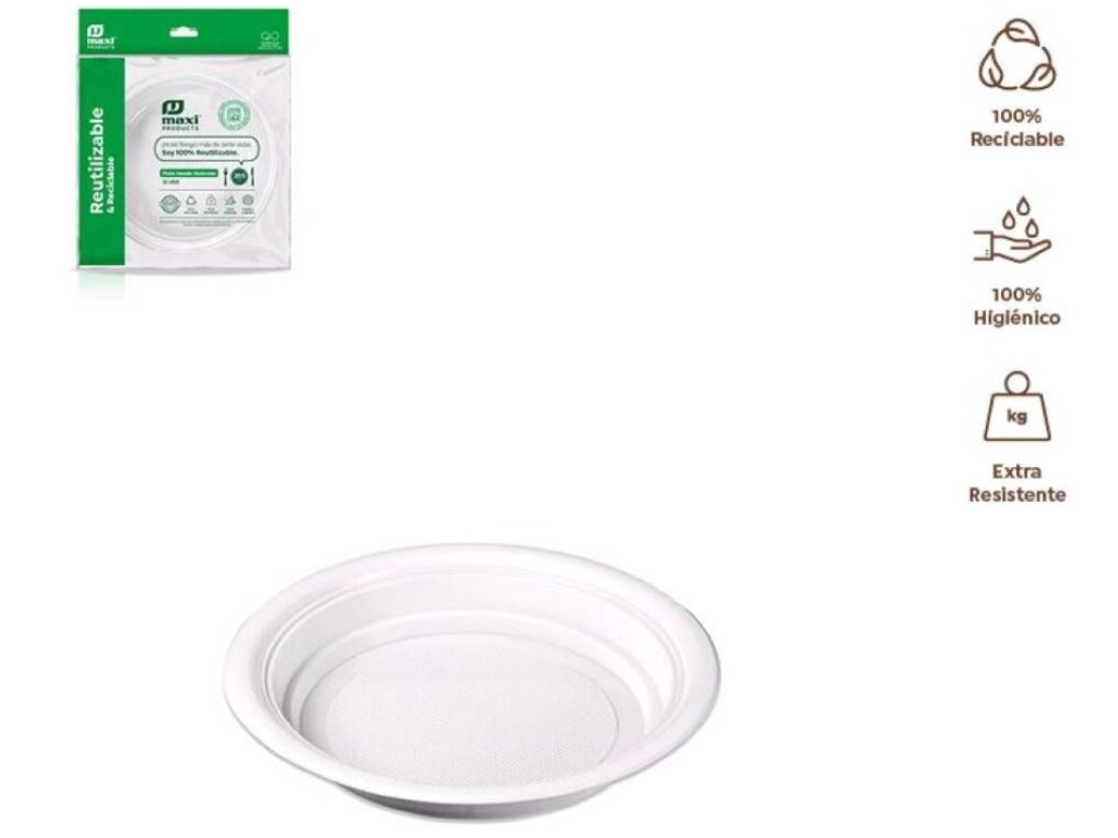 PLATO HONDO PLAST REUT.12uds BLANCO 20.5cm-R1002